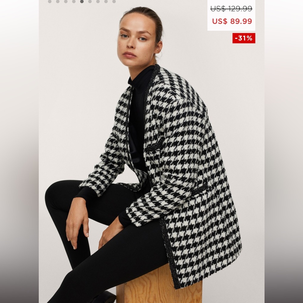Mango Houndstooth Jacket Blazer - image 5
